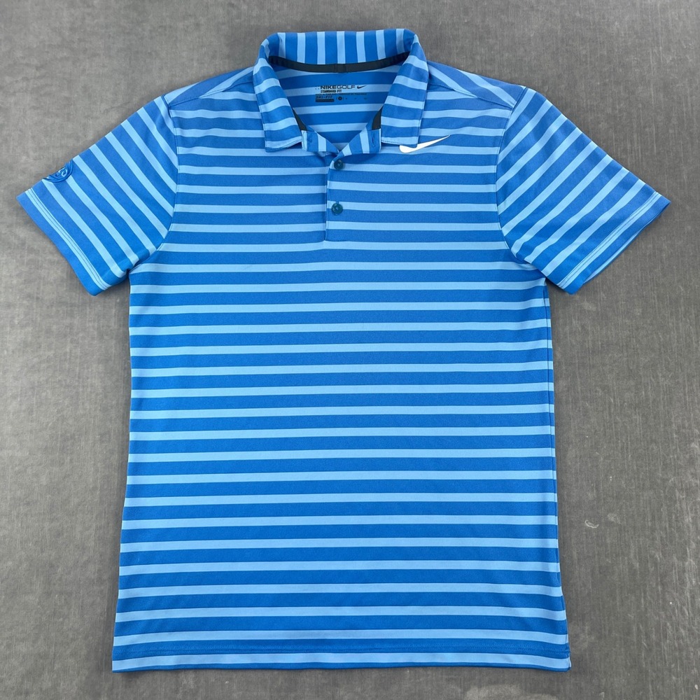 Nike Mens Small Blue Polo Shirt Knicks Dri-FIT Striped Golf Top